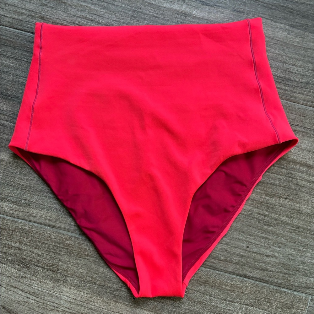 Left on Friday hi tide swim bottom size medium color Rescue (neon red)
